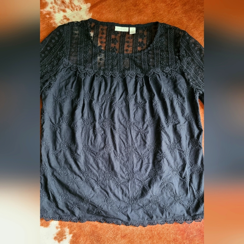 Fringe black long sleeve top